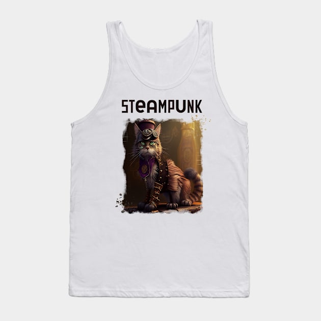 Steampunk cat Tank Top by Karienbarnes